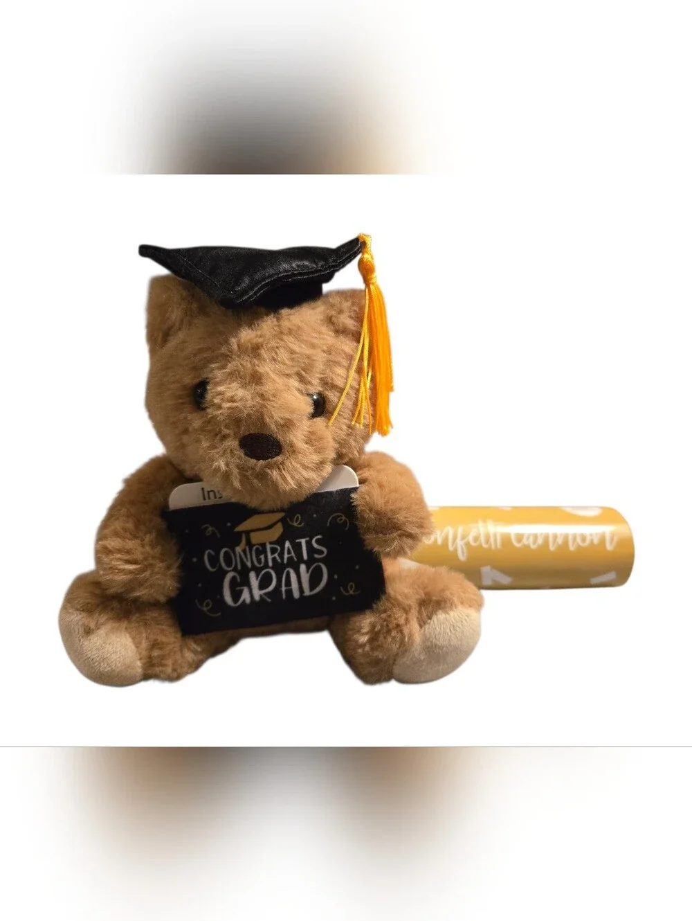 Graduation Celebration Gift Set of Teddy Bear Gift Holder and Confetti Cannon